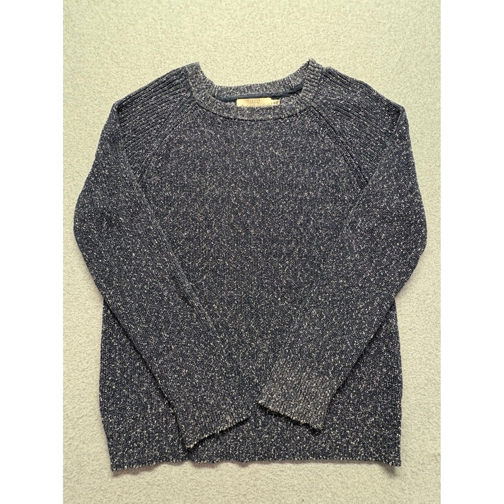 HM LOGG Mens Navy Blue‎ White Marled Cotton Knit Crewneck Sweater O/N 835240